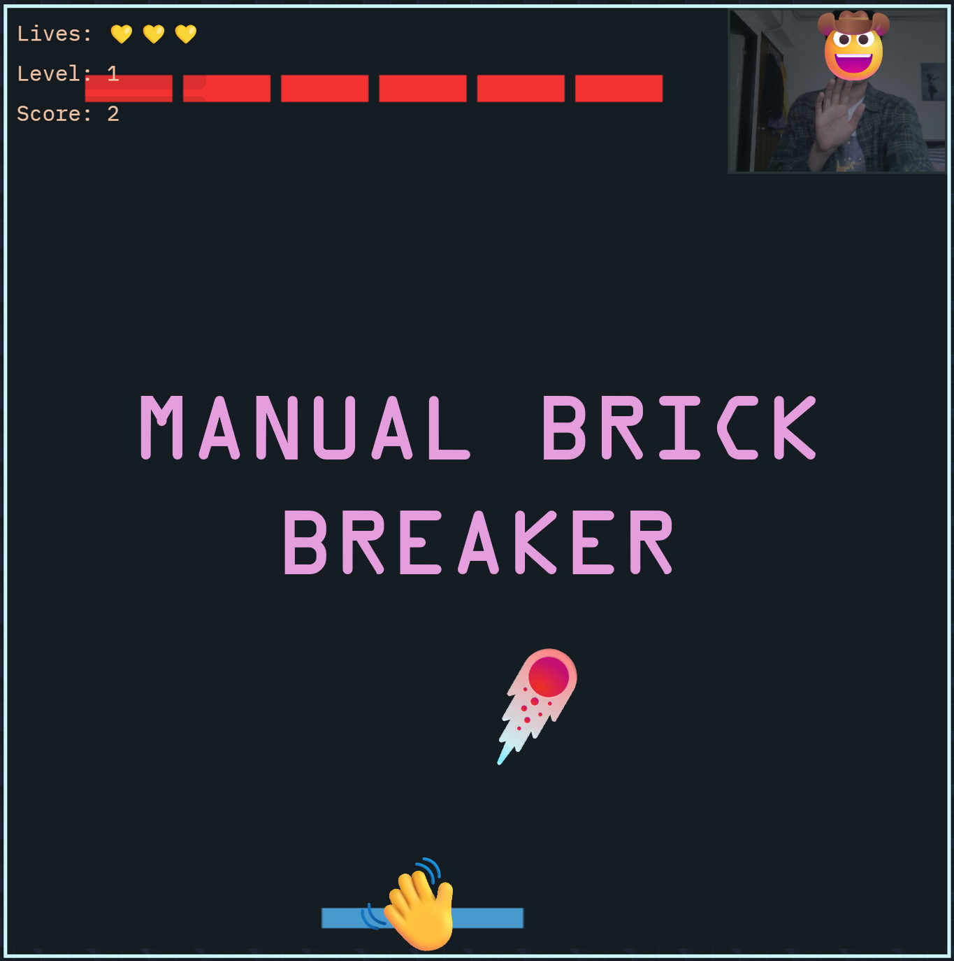 Show HN: Play brick breaker using webcam and hand tracking (open source)